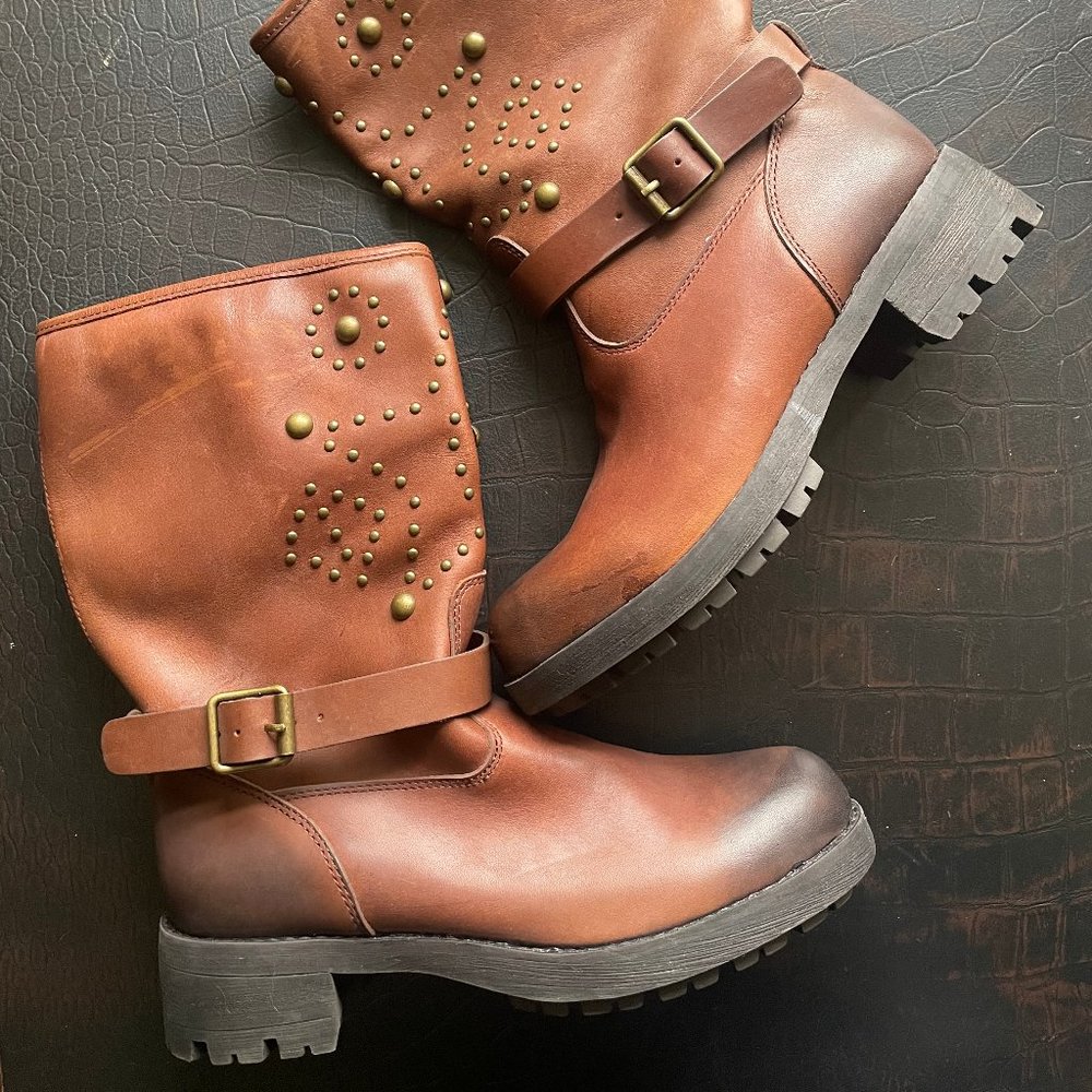 NEW Polo Ralph Lauren Denim & Supply Brown casual Leather Boots Women Size 7B